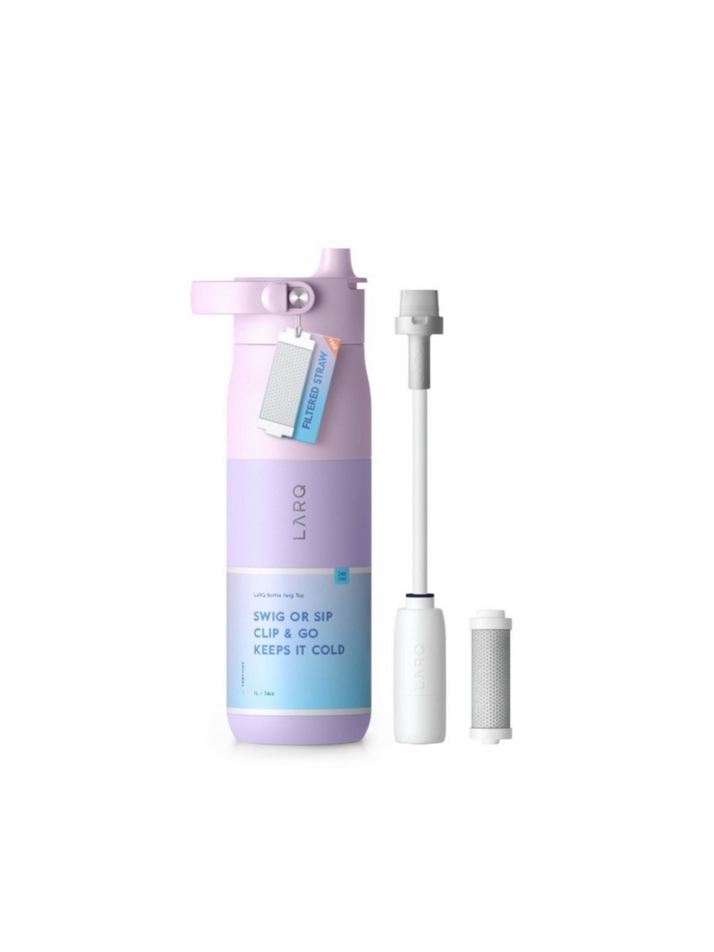 LARQ Filter Bottle Swig Top 23oz Insulated Stainless Steel Water Bottle Lavender